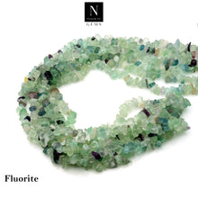 Load image into Gallery viewer, 5 Strands Fluorite Gemstone Chip beads | 7-10mm Bead Necklace | Free Form Nugget Chips | Gemstone Chips | Long Bead Strand
