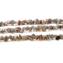 Load image into Gallery viewer, 5 Strands Gray Moonstone Gemstone Chip beads | 7-10mm Bead Necklace | Free Form Nugget Chips | Gemstone Chips | Long Bead Strand
