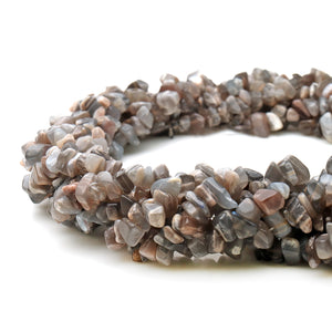 5 Strands Gray Moonstone Gemstone Chip beads | 7-10mm Bead Necklace | Free Form Nugget Chips | Gemstone Chips | Long Bead Strand