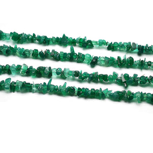 5 Strands Green Onyx Gemstone Chip beads | Bead Necklace | Free Form Nugget Chips | Gemstone Chips | Long Bead Strand