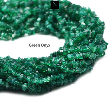 Load image into Gallery viewer, 5 Strands Green Onyx Gemstone Chip beads | Bead Necklace | Free Form Nugget Chips | Gemstone Chips | Long Bead Strand
