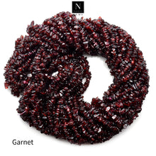 Load image into Gallery viewer, 5 Strands Garnet Gemstone Chip beads | Bead Necklace | Free Form Nugget Chips | Gemstone Chips | Long Bead Strand
