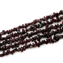 Load image into Gallery viewer, 5 Strands Garnet Gemstone Chip beads | 7-10mm Bead Necklace | Free Form Nugget Chips | Gemstone Chips | Long Bead Strand
