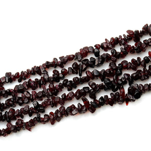 5 Strands Garnet Gemstone Chip beads | 7-10mm Bead Necklace | Free Form Nugget Chips | Gemstone Chips | Long Bead Strand