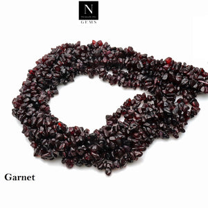 5 Strands Garnet Gemstone Chip beads | 7-10mm Bead Necklace | Free Form Nugget Chips | Gemstone Chips | Long Bead Strand