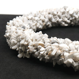 5 Strands Howlite Gemstone Chip beads | Bead Necklace | Free Form Nugget Chips | Gemstone Chips | Long Bead Strand