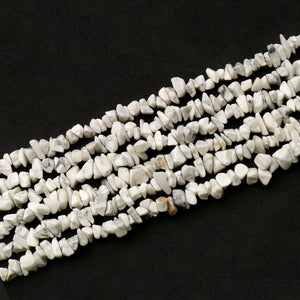 5 Strands Howlite Gemstone Chip beads | 7-10mm Bead Necklace | Free Form Nugget Chips | Gemstone Chips | Long Bead Strand