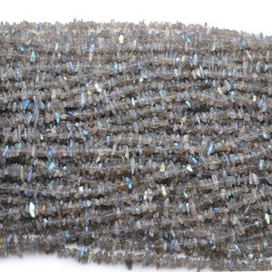 5 Strands Labradorite Gemstone Chip beads | Bead Necklace | Free Form Nugget Chips | Gemstone Chips | Long Bead Strand