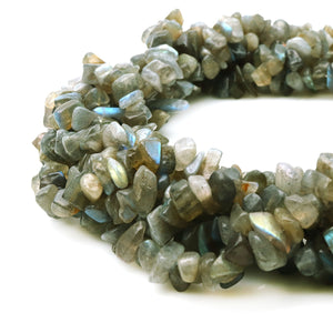 5 Strands Labradorite Gemstone Chip beads | 7-10mm Bead Necklace | Free Form Nugget Chips | Gemstone Chips | Long Bead Strand