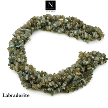 Load image into Gallery viewer, 5 Strands Labradorite Gemstone Chip beads | 7-10mm Bead Necklace | Free Form Nugget Chips | Gemstone Chips | Long Bead Strand
