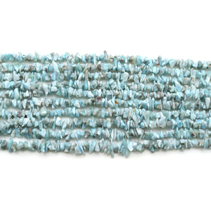 5 Strands Larimar Gemstone Chip beads | Bead Necklace | Free Form Nugget Chips | Gemstone Chips | Long Bead Strand