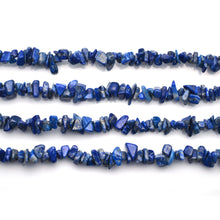 Load image into Gallery viewer, 5 Strands Denim Lapis Gemstone Chip beads | Bead Necklace | Free Form Nugget Chips | Gemstone Chips | Long Bead Strand
