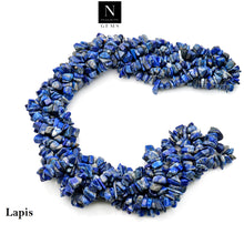 Load image into Gallery viewer, 5 Strands Lapis Gemstone Chip beads | 7-10mm Bead Necklace | Free Form Nugget Chips | Gemstone Chips | Long Bead Strand
