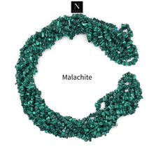 Load image into Gallery viewer, 5 Strands Malachite Gemstone Chip beads | Bead Necklace | Free Form Nugget Chips | Gemstone Chips | Long Bead Strand
