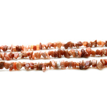 Load image into Gallery viewer, 5 Strands Peach Moonstone Gemstone Chip beads | 7-10mm Bead Necklace | Free Form Nugget Chips | Gemstone Chips | Long Bead Strand
