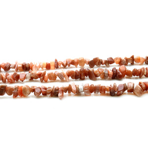 5 Strands Peach Moonstone Gemstone Chip beads | 7-10mm Bead Necklace | Free Form Nugget Chips | Gemstone Chips | Long Bead Strand