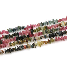 Load image into Gallery viewer, 5 Strands Multi Tourmaline Gemstone Chip beads | Bead Necklace | Free Form Nugget Chips | Gemstone Chips | Long Bead Strand
