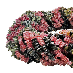 5 Strands Multi Tourmaline Gemstone Chip beads | Bead Necklace | Free Form Nugget Chips | Gemstone Chips | Long Bead Strand