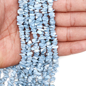 5 Strands Blue Opal Gemstone Chip beads | Bead Necklace | Free Form Nugget Chips | Gemstone Chips | Long Bead Strand