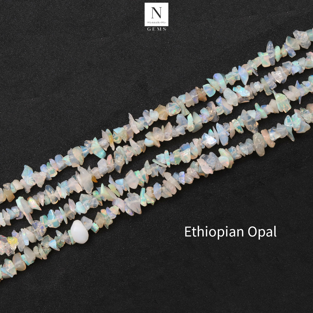 5 Strands Ethiopian Opal Gemstone Chip beads | Bead Necklace | Free Form Nugget Chips | Gemstone Chips | Long Bead Strand