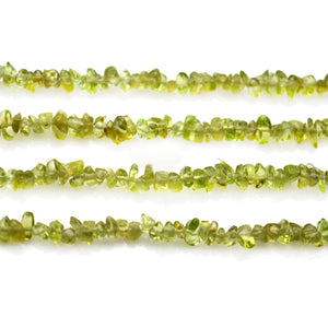 5 Strands Peridot Gemstone Chip beads | Bead Necklace | Free Form Nugget Chips | Gemstone Chips | Long Bead Strand