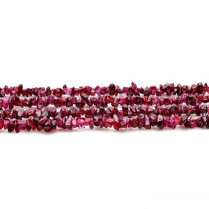 5 Strands Rhodolite Gemstone Chip beads | Bead Necklace | Free Form Nugget Chips | Gemstone Chips | Long Bead Strand