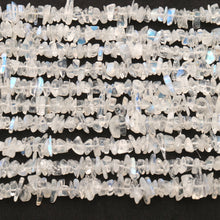 Load image into Gallery viewer, 5 Strands Rainbow Moonstone Gemstone Chip beads | Bead Necklace | Free Form Nugget Chips | Gemstone Chips | Long Bead Strand
