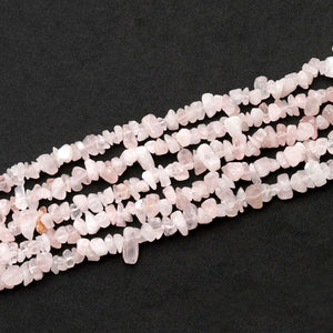 5 Strands Rose Quartz Gemstone Chip beads | 7-10mm Bead Necklace | Free Form Nugget Chips | Gemstone Chips | Long Bead Strand