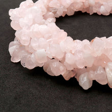 Load image into Gallery viewer, 5 Strands Rose Quartz Gemstone Chip beads | 7-10mm Bead Necklace | Free Form Nugget Chips | Gemstone Chips | Long Bead Strand
