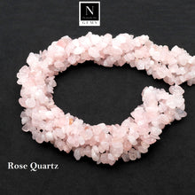 Load image into Gallery viewer, 5 Strands Rose Quartz Gemstone Chip beads | 7-10mm Bead Necklace | Free Form Nugget Chips | Gemstone Chips | Long Bead Strand
