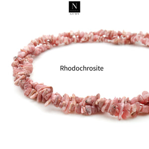 5 Strands Rhodochrosite Gemstone Chip beads | Bead Necklace | Free Form Nugget Chips | Gemstone Chips | Long Bead Strand