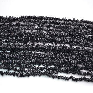 5 Strands Black Spinel Gemstone Chip beads | Bead Necklace | Free Form Nugget Chips | Gemstone Chips | Long Bead Strand