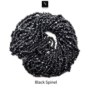 5 Strands Black Spinel Gemstone Chip beads | Bead Necklace | Free Form Nugget Chips | Gemstone Chips | Long Bead Strand