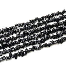 Load image into Gallery viewer, 5 Strands Black Spinel Gemstone Chip beads | 7-10mm Bead Necklace | Free Form Nugget Chips | Gemstone Chips | Long Bead Strand
