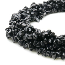 Load image into Gallery viewer, 5 Strands Black Spinel Gemstone Chip beads | 7-10mm Bead Necklace | Free Form Nugget Chips | Gemstone Chips | Long Bead Strand
