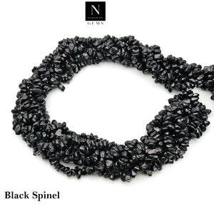5 Strands Black Spinel Gemstone Chip beads | 7-10mm Bead Necklace | Free Form Nugget Chips | Gemstone Chips | Long Bead Strand