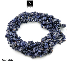 Load image into Gallery viewer, 5 Strands Sodalite Gemstone Chip beads | 7-10mm Bead Necklace | Free Form Nugget Chips | Gemstone Chips | Long Bead Strand
