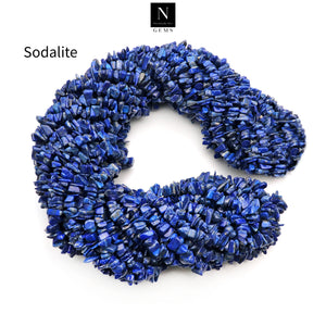 5 Strands Sodalite Gemstone Chip beads | Bead Necklace | Free Form Nugget Chips | Gemstone Chips | Long Bead Strand