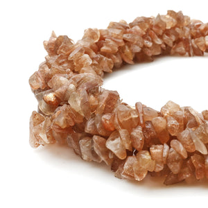 5 Strands Sunstone Gemstone Chip beads | 7-10mm Bead Necklace | Free Form Nugget Chips | Gemstone Chips | Long Bead Strand