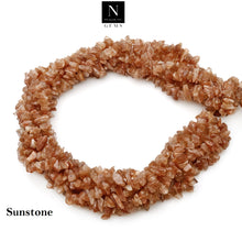 Load image into Gallery viewer, 5 Strands Sunstone Gemstone Chip beads | 7-10mm Bead Necklace | Free Form Nugget Chips | Gemstone Chips | Long Bead Strand
