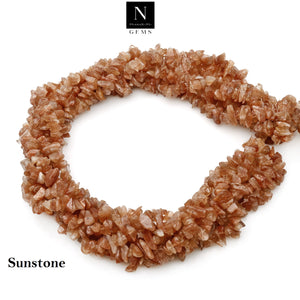 5 Strands Sunstone Gemstone Chip beads | 7-10mm Bead Necklace | Free Form Nugget Chips | Gemstone Chips | Long Bead Strand