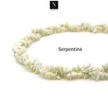 Load image into Gallery viewer, 5 Strands Serpentine Gemstone Chip beads | Bead Necklace | Free Form Nugget Chips | Gemstone Chips | Long Bead Strand
