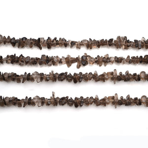 5 Strands Smoky Topaz Gemstone Chip beads | Bead Necklace | Free Form Nugget Chips | Gemstone Chips | Long Bead Strand