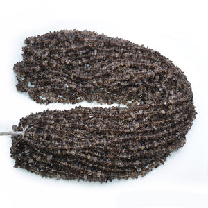 5 Strands Smoky Topaz Gemstone Chip beads | Bead Necklace | Free Form Nugget Chips | Gemstone Chips | Long Bead Strand