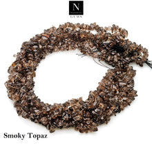 Load image into Gallery viewer, 5 Strands Smoky Topaz Gemstone Chip beads | 7-10mm Bead Necklace | Free Form Nugget Chips | Gemstone Chips | Long Bead Strand
