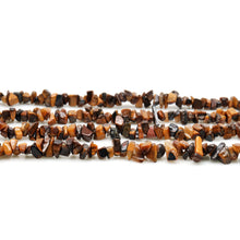 Load image into Gallery viewer, 5 Strands Tiger Eye Gemstone Chip beads | Bead Necklace | Free Form Nugget Chips | Gemstone Chips | Long Bead Strand
