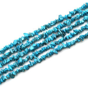 5 Strands Turquoise Gemstone Chip beads | Bead Necklace | Free Form Nugget Chips | Gemstone Chips | Long Bead Strand