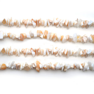 5 Strands White Opal Gemstone Chip beads | Bead Necklace | Free Form Nugget Chips | Gemstone Chips | Long Bead Strand