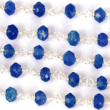 Load image into Gallery viewer, Dyed Sapphire Faceted Bead Rosary Chain 3-3.5mm Sterling Silver Bead Rosary 5FT
