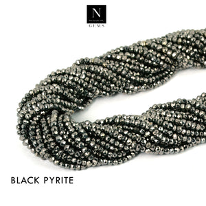 Black Pyrite Rondelle Gemstone Beads | Jewellery making Beads | Natural Gemstone | Bead Necklace | Bead Bracelet | Wholesale Beads